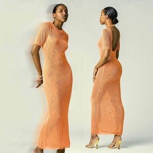 Hanifa Official Melia Dress in Peach Nectar